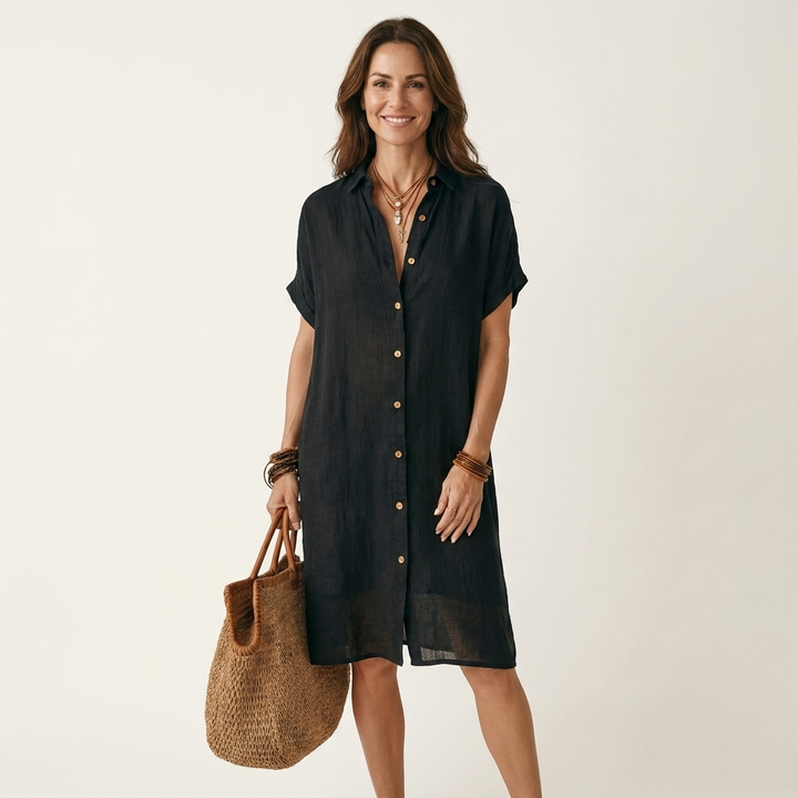 NIDALIE | MIDI SHIRT ROLLED DRESS FOR WOMEN