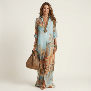 LANIE | SILK MAXI SHIRT DRESS FOR WOMEN