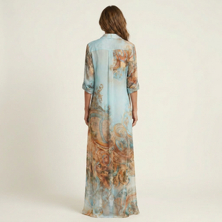 LANIE | SILK MAXI SHIRT DRESS FOR WOMEN