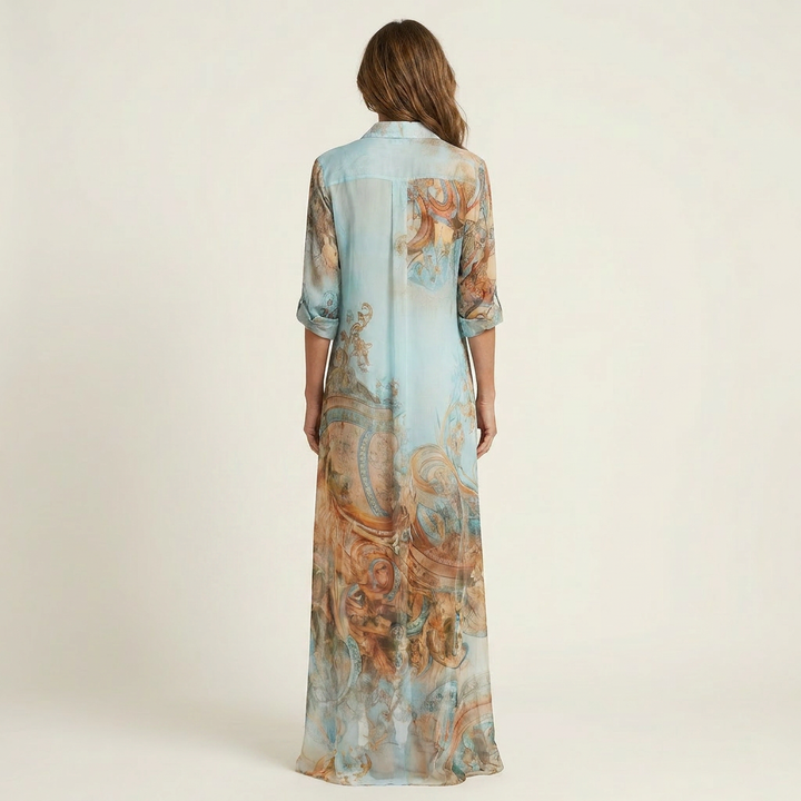 LANIE | SILK MAXI SHIRT DRESS FOR WOMEN