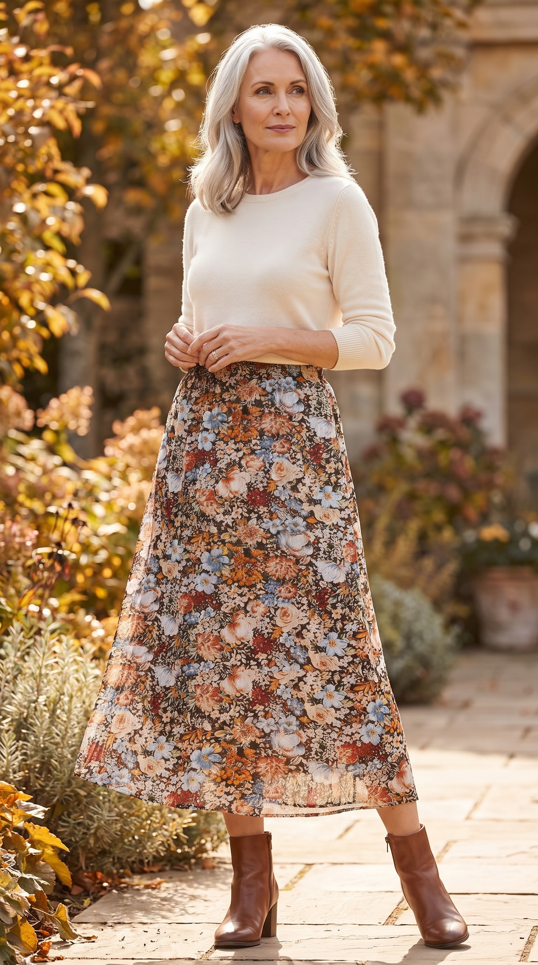 MERLIN | FLORAL PRINT ELASTIC SKIRT FOR WOMEN