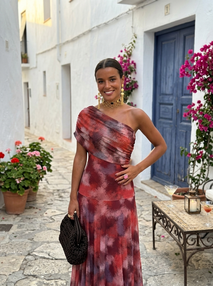 ILONA | ONE-SHOULDER PRINT MAXI DRESS FOR WOMEN