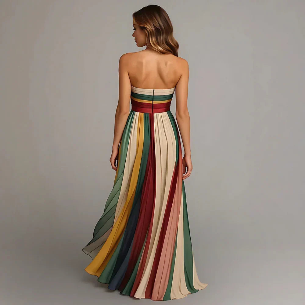 ULLA | STRAPLESS PLEATED MAXI DRESS FOR WOMEN