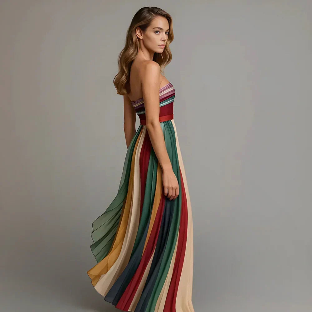 ULLA | STRAPLESS PLEATED MAXI DRESS FOR WOMEN