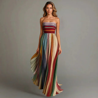 ULLA | STRAPLESS PLEATED MAXI DRESS FOR WOMEN