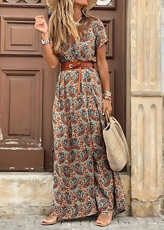 KLARA | FLORAL BELTED MAXI DRESS FOR WOMEN