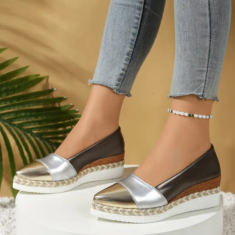 OLIVIA | METALLIC ESPADRILLE FLATS FOR WOMEN