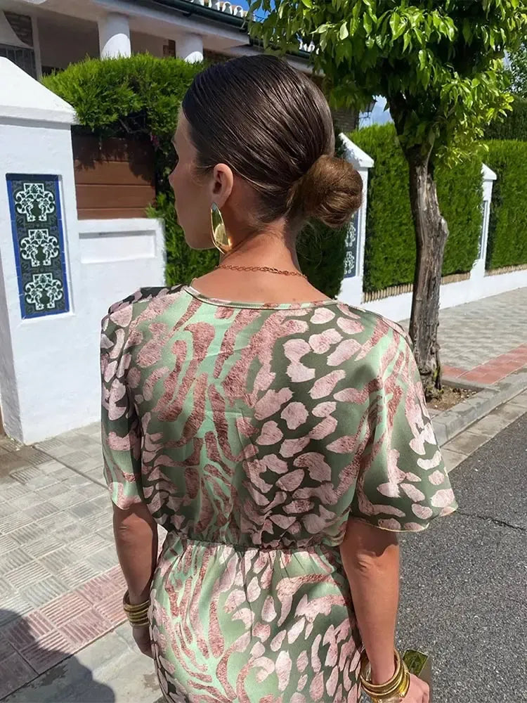 ANOUK | MIDI PRINTED COPPER DRESS FOR WOMEN