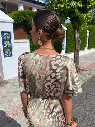 ANOUK | MIDI PRINTED COPPER DRESS FOR WOMEN