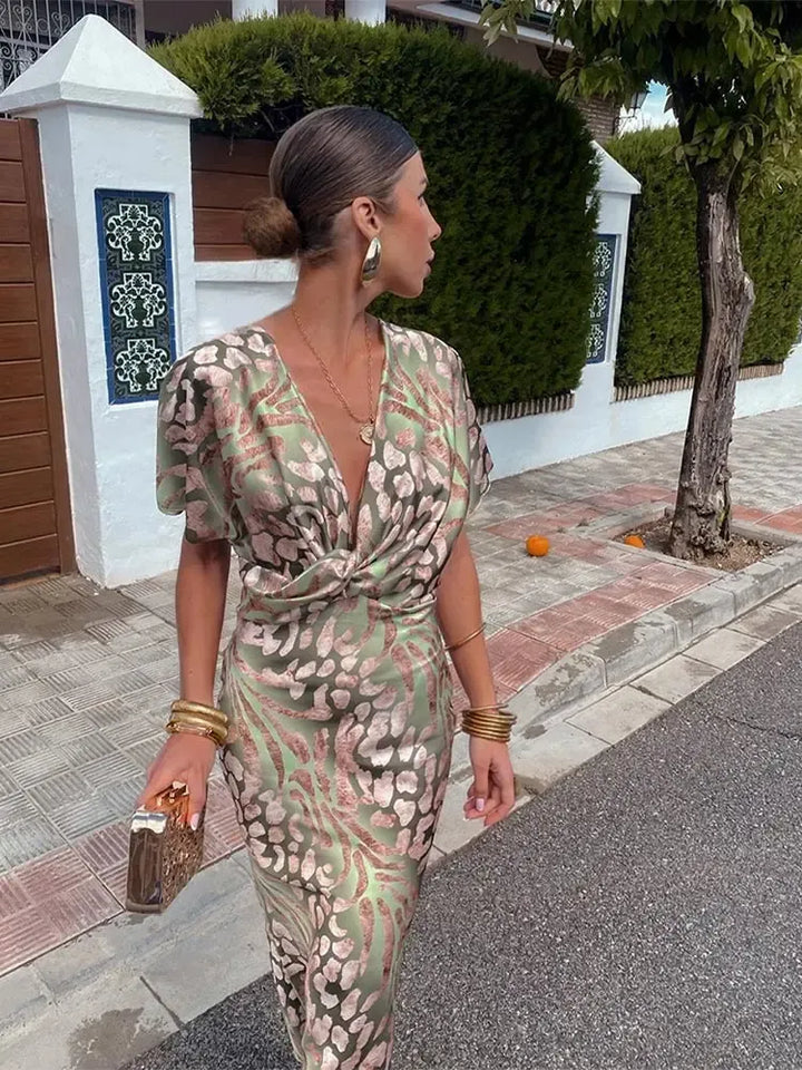 ANOUK | MIDI PRINTED COPPER DRESS FOR WOMEN