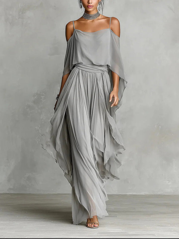 RENATA | GRAY FLUID STRAPPY PANTS FOR WOMEN