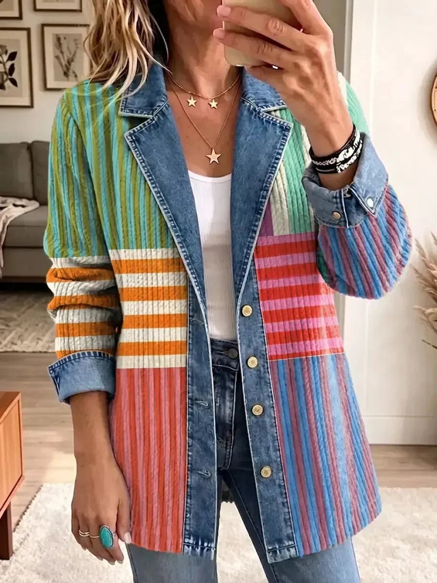 HARPER | RETRO GEOMETRIC PATTERN JACKET FOR WOMEN