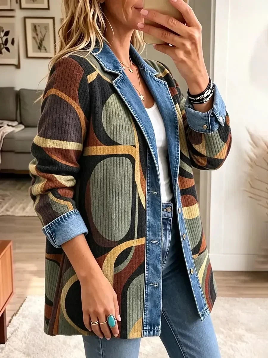 AVERY | VINTAGE ABSTRACT DENIM JACKET FOR WOMEN