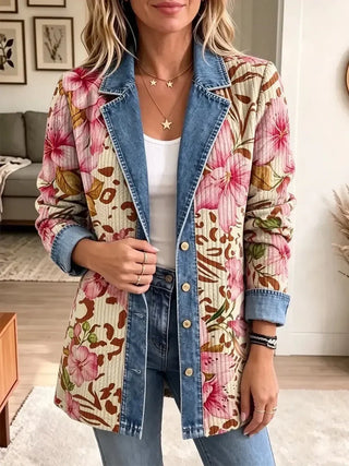 LUNA | RETRO FLORAL LEOPARD JACKET FOR WOMEN