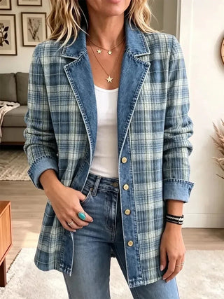 SOFIA | RETRO PATTERN DENIM JACKET FOR WOMEN