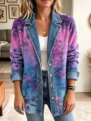 EVELYN | RETRO FLORAL PATTERN JACKET FOR WOMEN