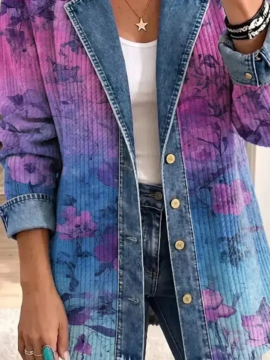 EVELYN | RETRO FLORAL PATTERN JACKET FOR WOMEN