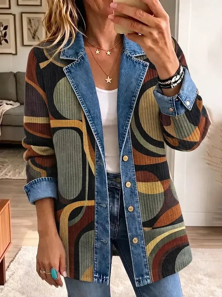 AVERY | VINTAGE ABSTRACT DENIM JACKET FOR WOMEN