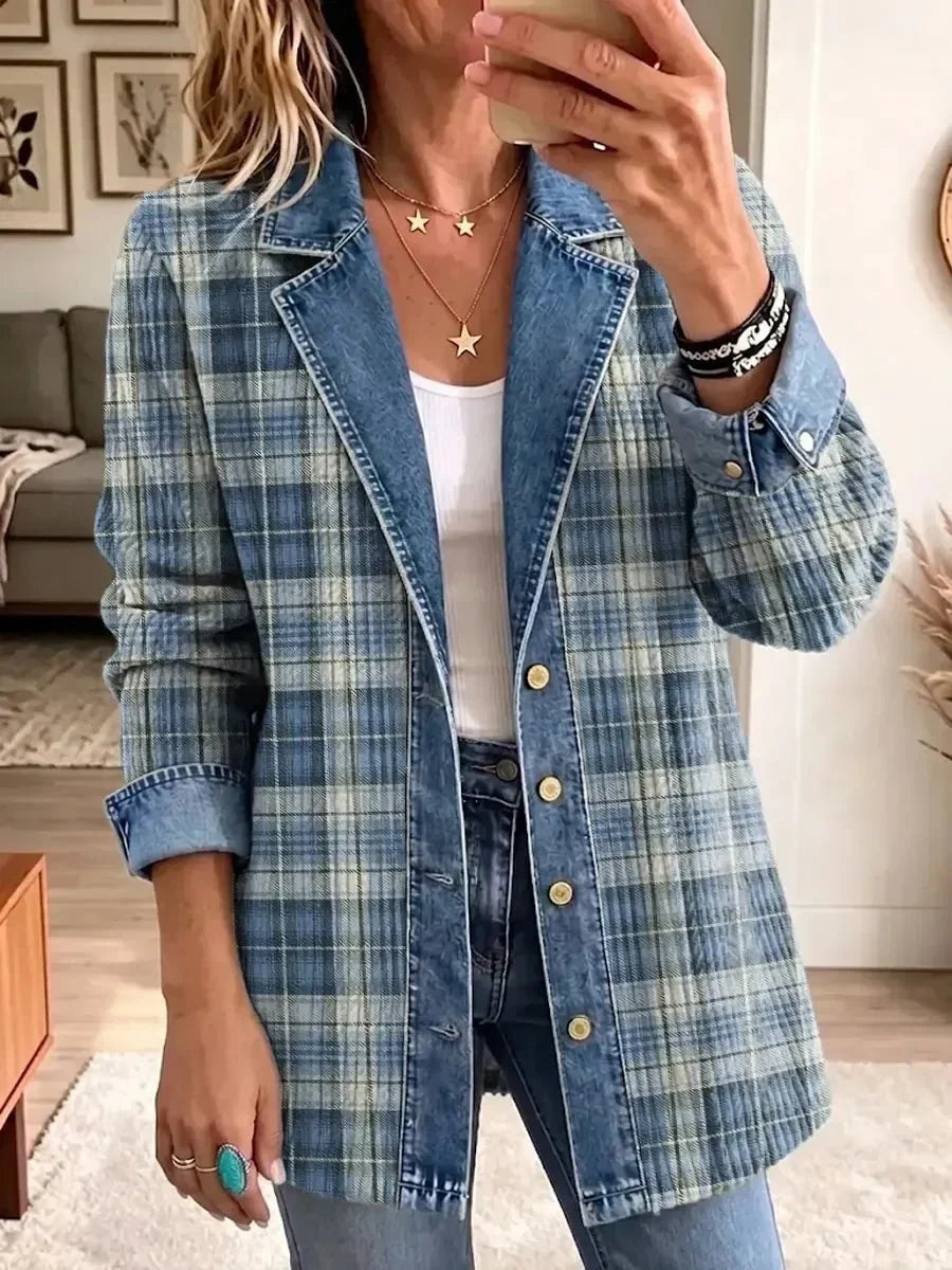 SOFIA | RETRO PATTERN DENIM JACKET FOR WOMEN