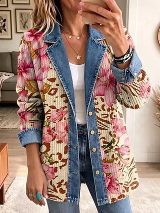 LUNA | RETRO FLORAL LEOPARD JACKET FOR WOMEN