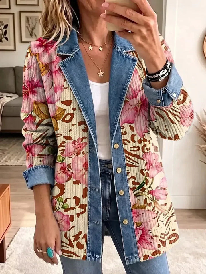 LUNA | RETRO FLORAL LEOPARD JACKET FOR WOMEN