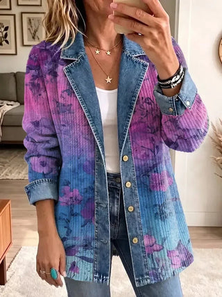 EVELYN | RETRO FLORAL PATTERN JACKET FOR WOMEN