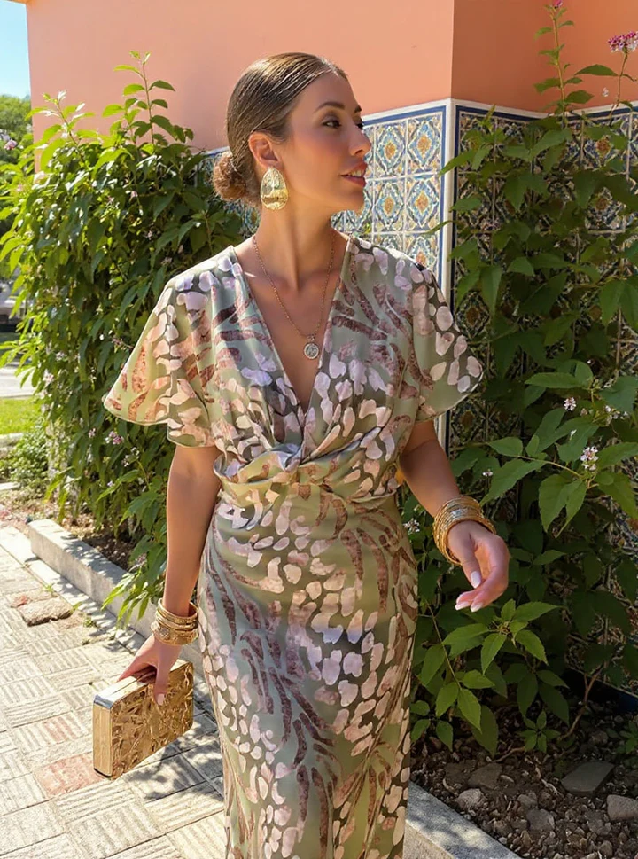 ANOUK | MIDI PRINTED COPPER DRESS FOR WOMEN