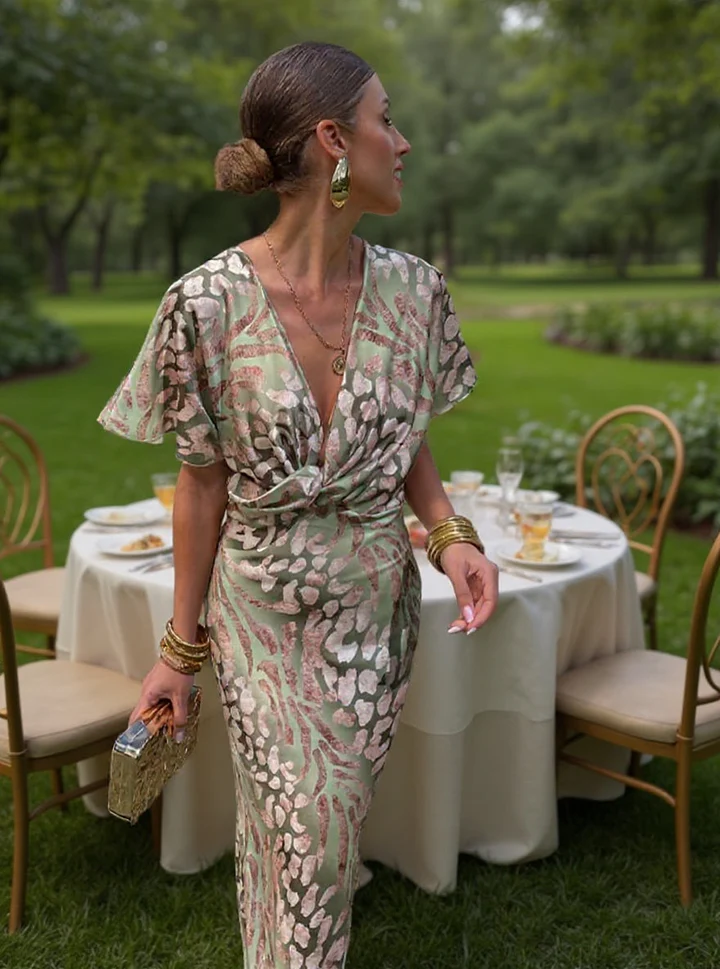 ANOUK | MIDI PRINTED COPPER DRESS FOR WOMEN