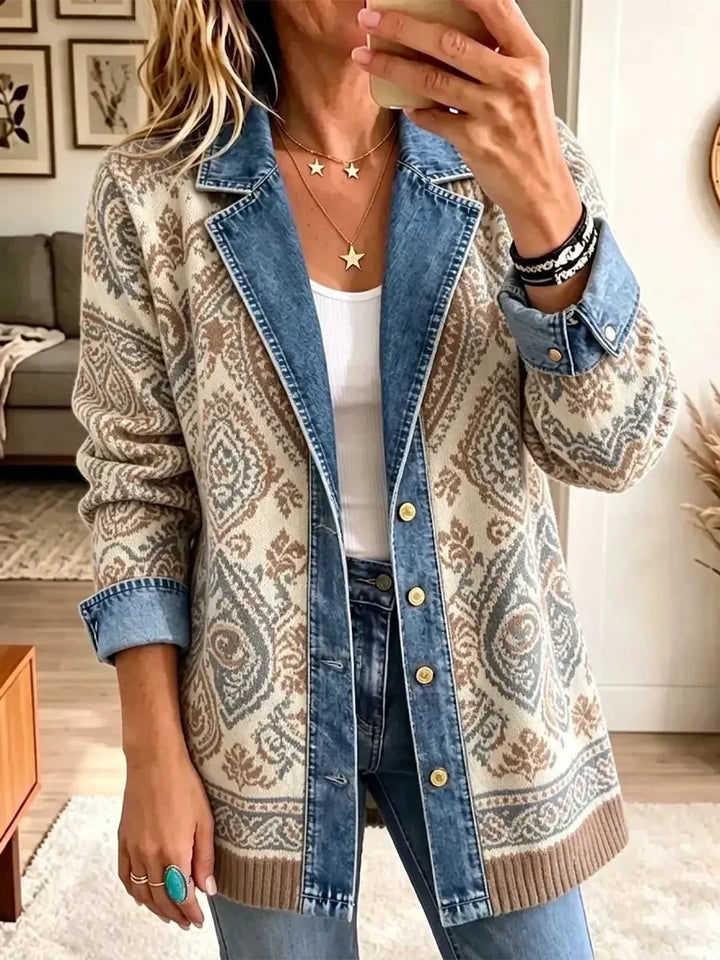 AMELIA | RETRO ETHNIC DENIM JACKET FOR WOMEN