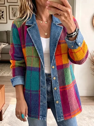 EMMA | VINTAGE DENIM PATCHWORK JACKET FOR WOMEN