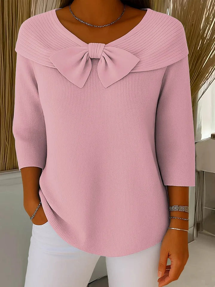 LENA | BOW ROUND NECKLINE SWEATER FOR WOMEN