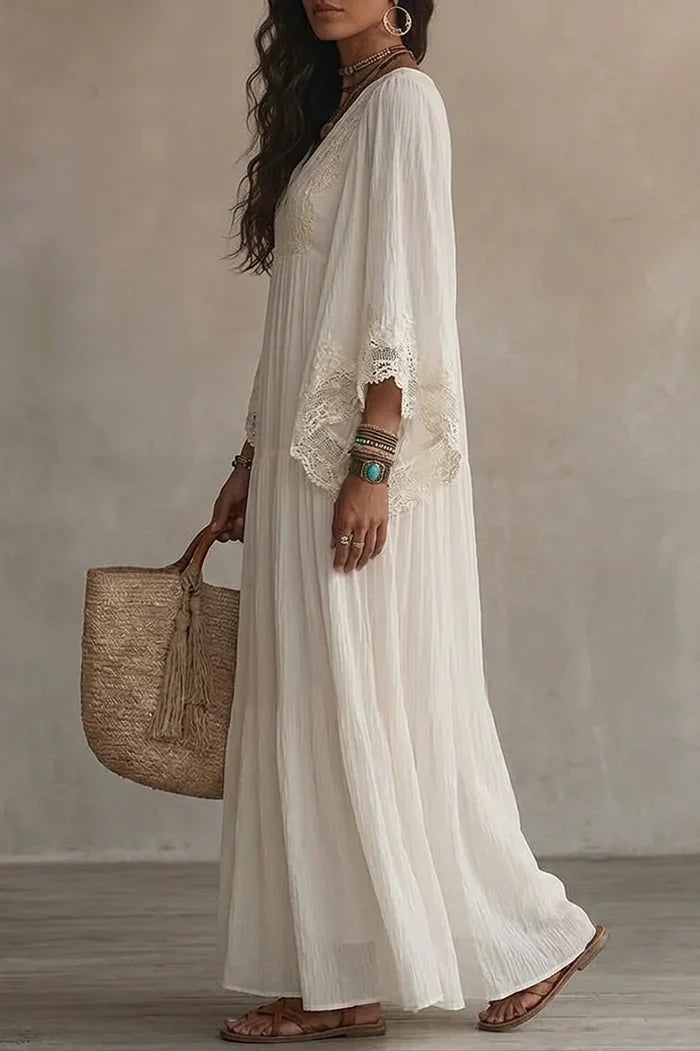MONA | BLACK V-NECK MAXI DRESS FOR WOMEN
