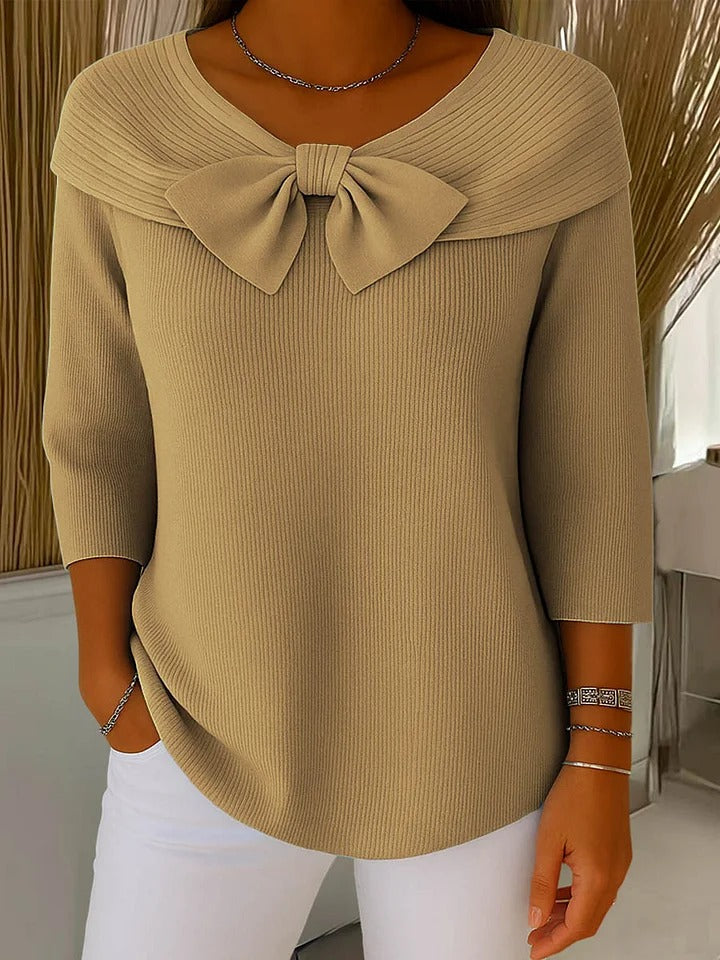 LENA | BOW ROUND NECKLINE SWEATER FOR WOMEN