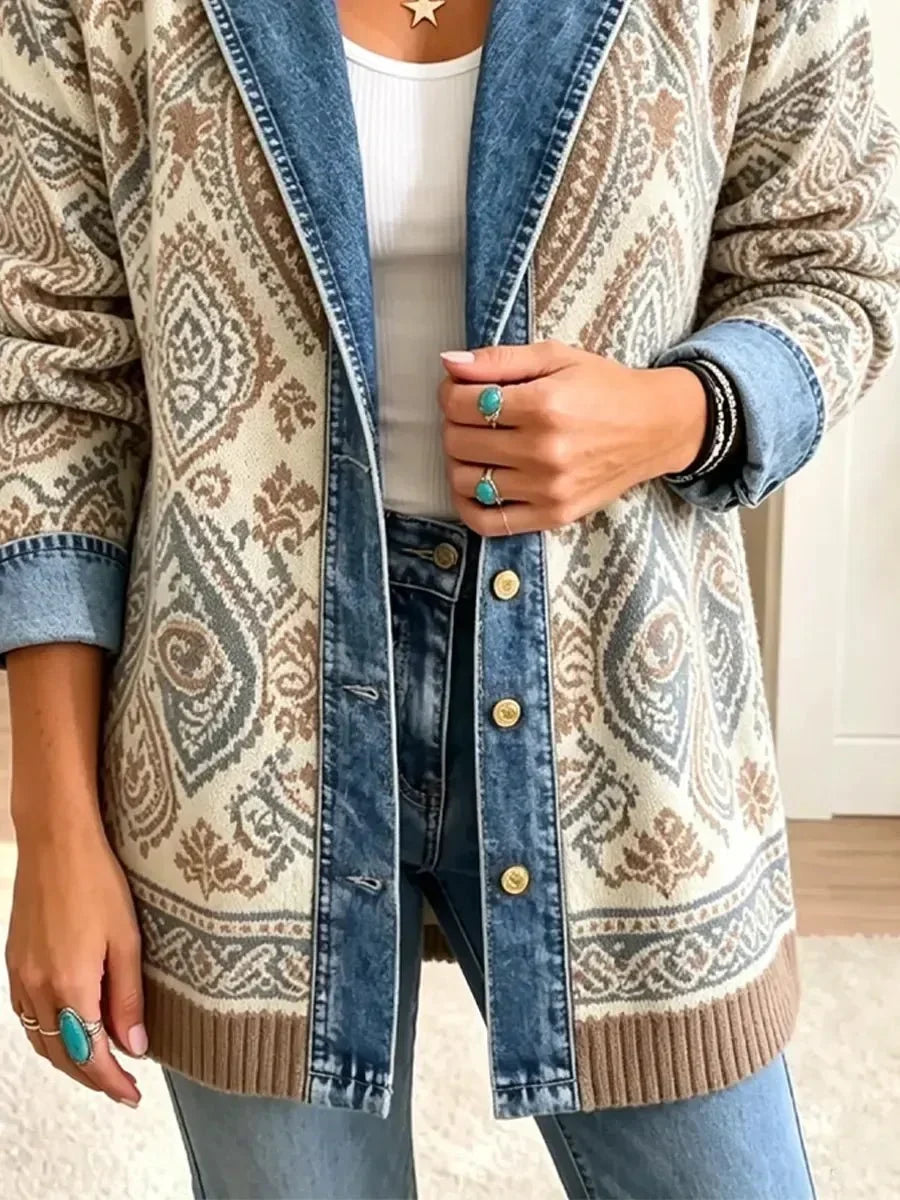 AMELIA | RETRO ETHNIC DENIM JACKET FOR WOMEN