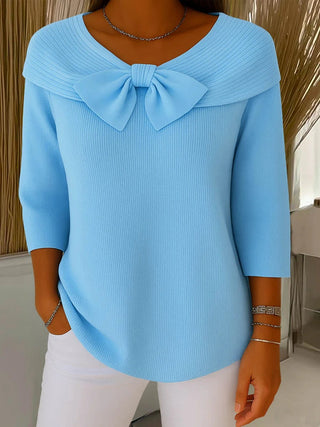 LENA | BOW ROUND NECKLINE SWEATER FOR WOMEN
