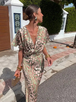 ANOUK | MIDI PRINTED COPPER DRESS FOR WOMEN