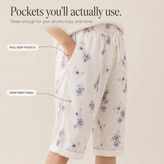 SOLAVIA | CROPPED DRAWSTRING POCKETS PANTS FOR WOMEN