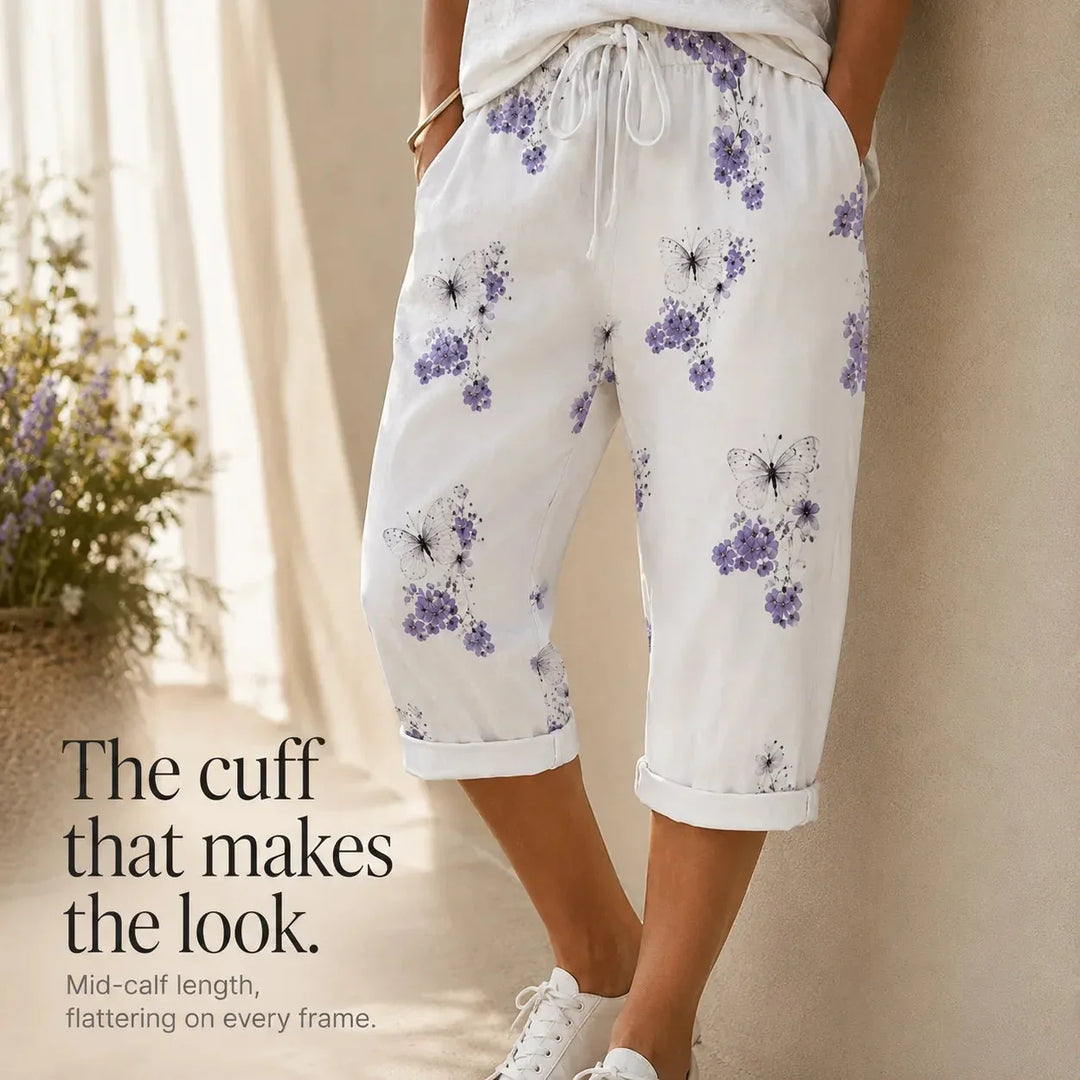 SOLAVIA | CROPPED DRAWSTRING POCKETS PANTS FOR WOMEN