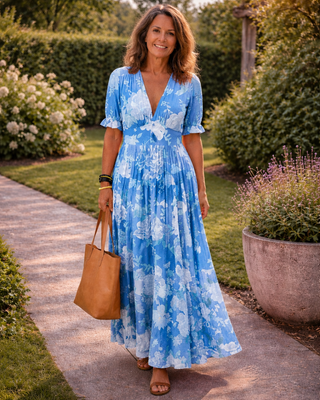 COLETTE | FLORAL V-NECK MAXI DRESS FOR WOMEN