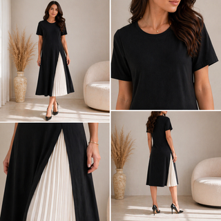 RAGNHILD | PLEATED PANEL MIDI DRESS FOR WOMEN