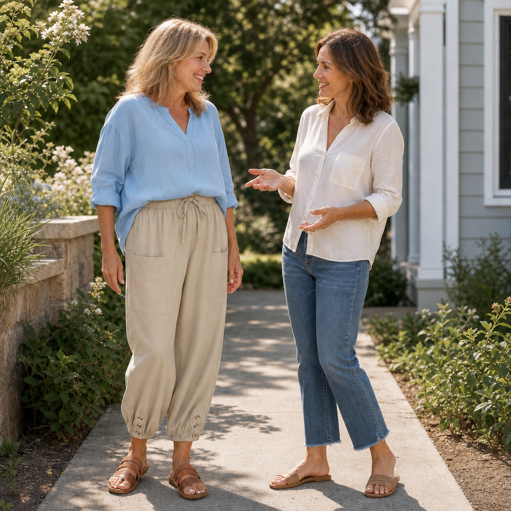 WEARBELLA | WIDE-LEG LINEN BLEND PANTS FOR WOMEN