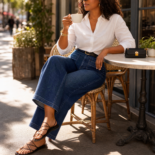 VELLORA | PATCH-POCKET WIDE-LEG JEANS FOR WOMEN