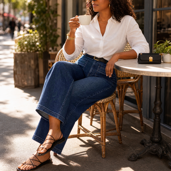 VELLORA | PATCH-POCKET WIDE-LEG JEANS FOR WOMEN