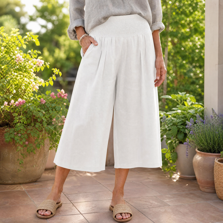 COASTELLA | SMOCKED-WAIST WIDE-LEG CULOTTES TROUSERS FOR WOMEN