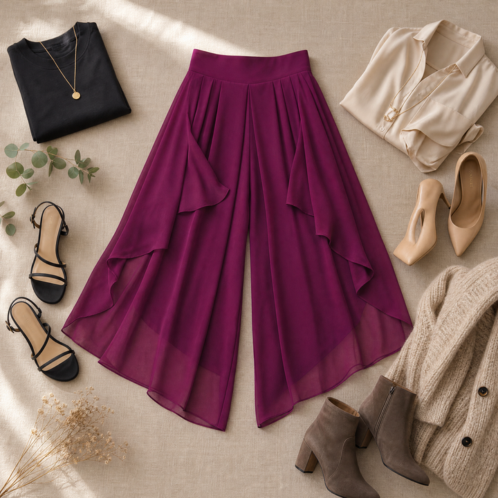 SEVELLA | HIGH-WAIST CULOTTES DRAPE SKIRT FOR WOMEN