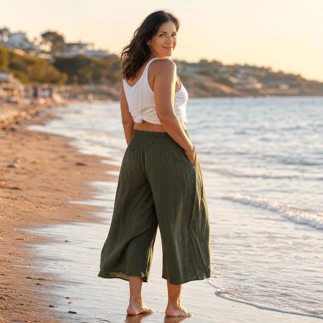 COASTELLA | SMOCKED-WAIST WIDE-LEG CULOTTES TROUSERS FOR WOMEN