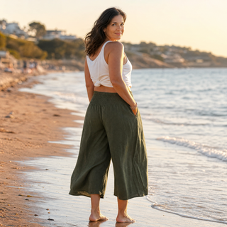 COASTELLA | SMOCKED-WAIST WIDE-LEG CULOTTES TROUSERS FOR WOMEN