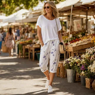 SOLAVIA | CROPPED DRAWSTRING POCKETS PANTS FOR WOMEN