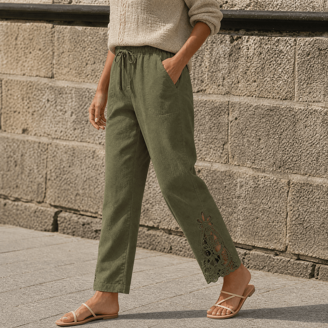 LIORA | LACE TRIM DRAWSTRING PANTS FOR WOMEN