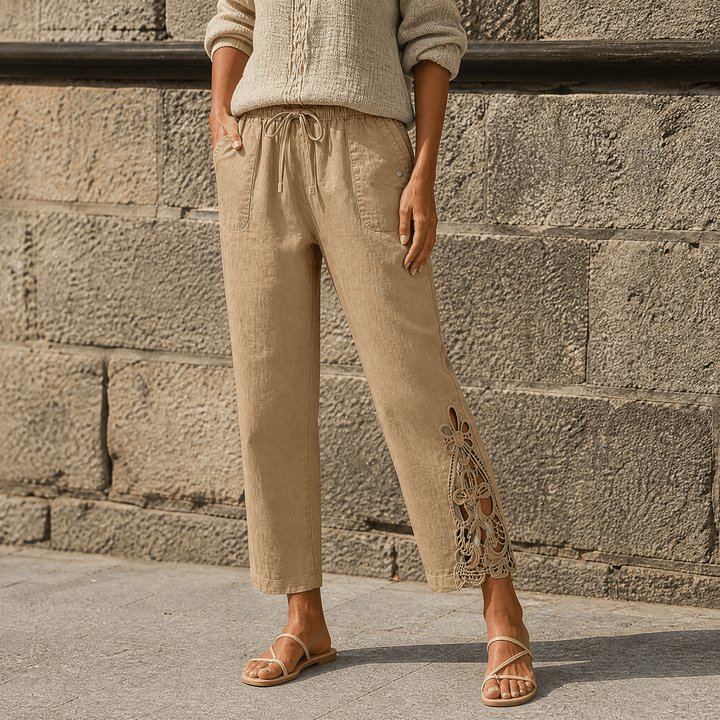 LIORA | LACE TRIM DRAWSTRING PANTS FOR WOMEN
